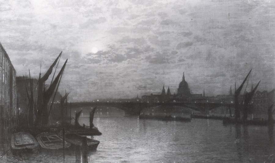 The Thames by Moonlight with Southmark Bridge